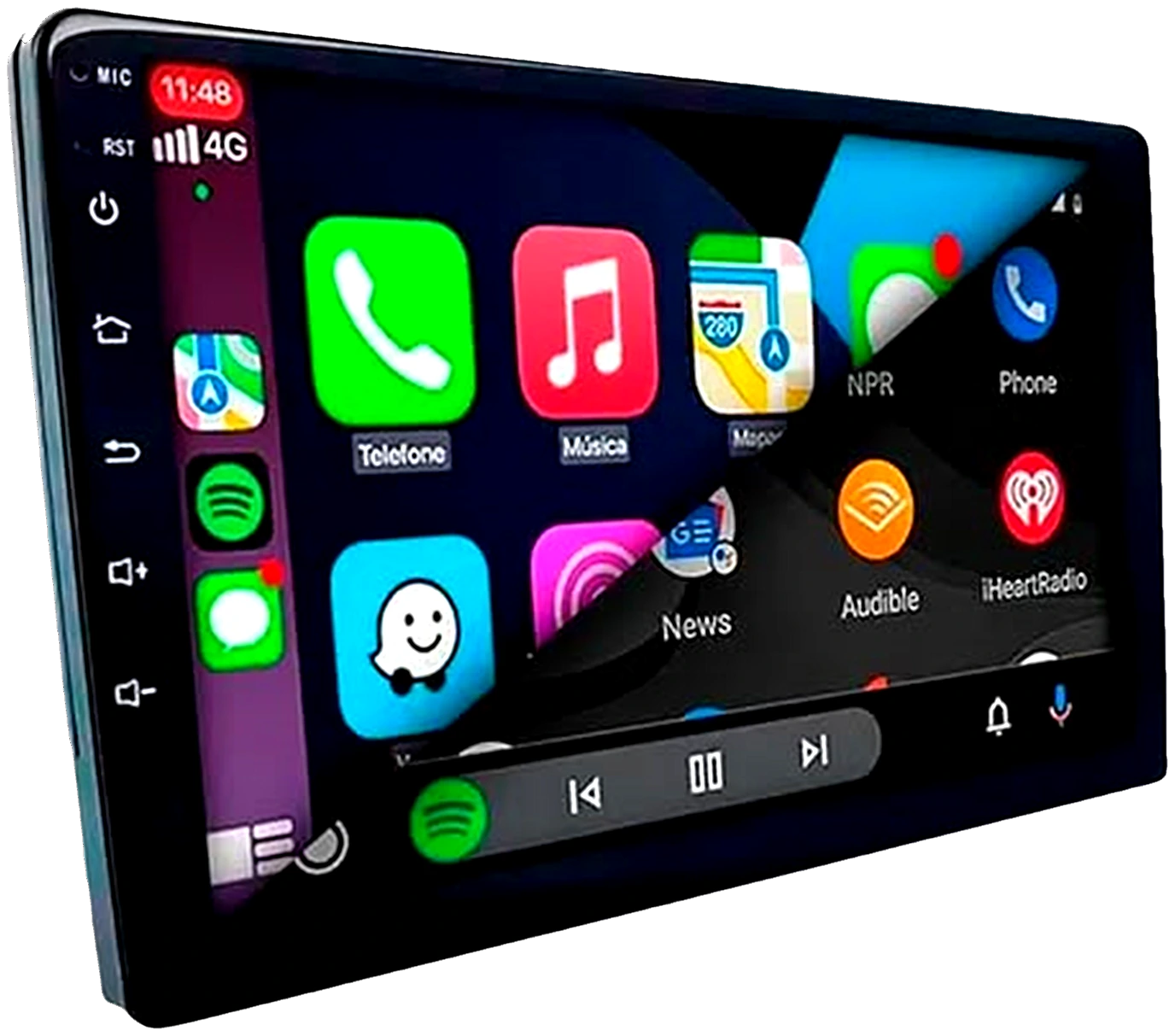 Multimídia de 9 polegadas com CarPlay e Android Auto na mesma tela